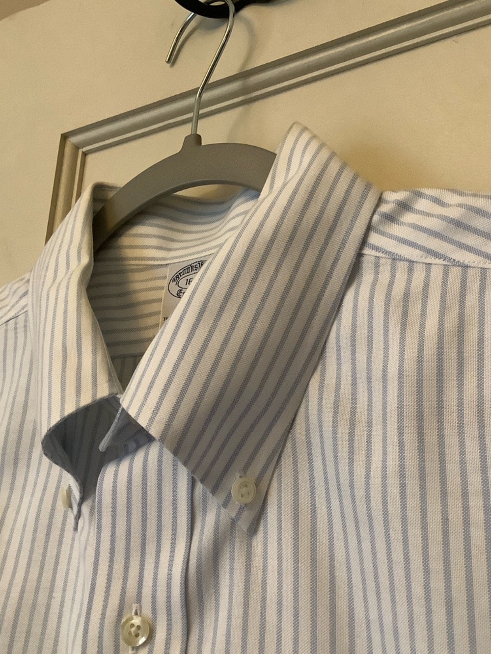 Brooks Brothers 16/32 White with Light Blue Pinstripe Dress Shirt - Picture 5 of 7
